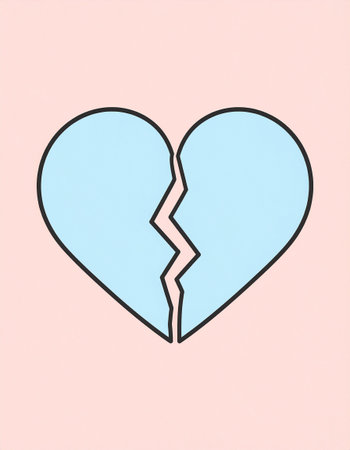 Broken heart on a pink background. Symbol of love. Vector illustration.の素材