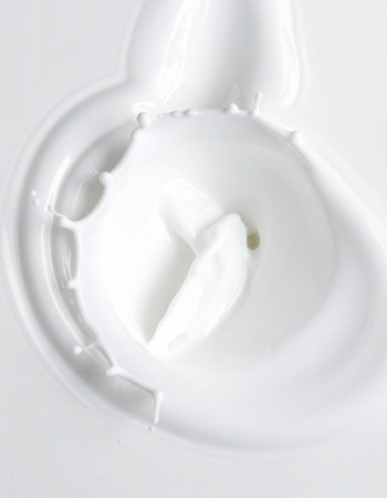 milk splash isolated on white background close up, studio shot.の素材
