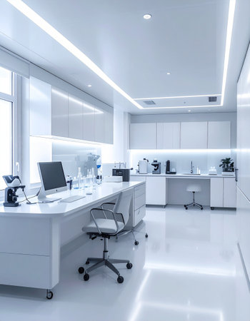 Interior of a modern office, science and technology concept. 3d renderの素材