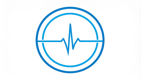 Blue heartbeat pulse line on white background. Medical and healthcare concept.の素材
