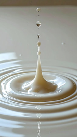 splash of milk drop on a white background close-up macroの素材