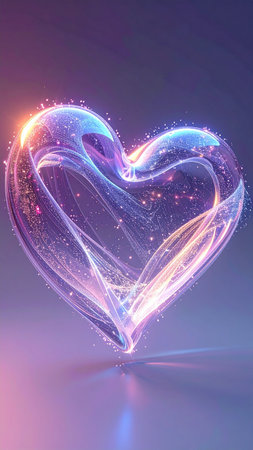Valentines day abstract background with glowing heart, 3d illustrationの素材