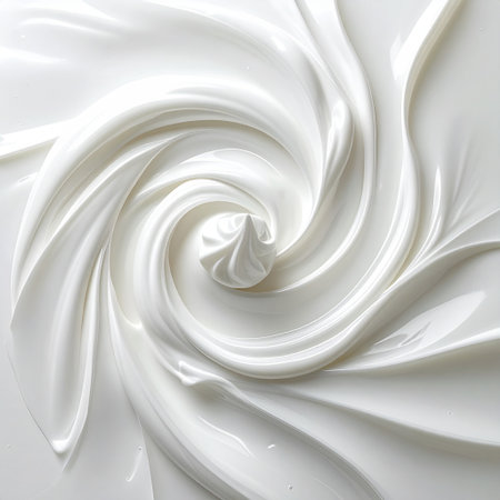 close up of white whipped cream texture on white background with copy spaceの素材