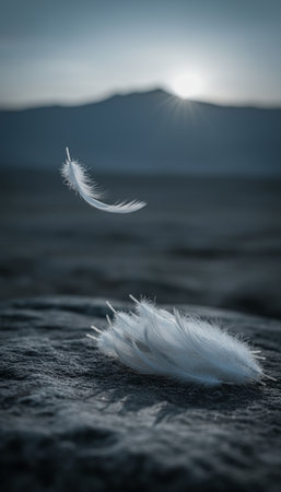 feather on the beach at sunset, soft focus and vintage toneの素材