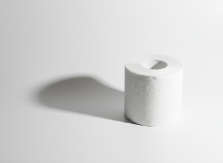 Toilet paper on a white background. Minimalistic style.の素材