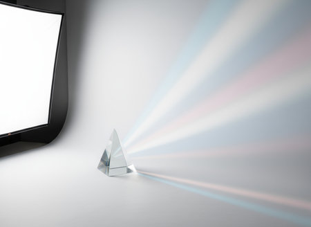 3d rendering of an abstract background with a triangle and a televisionの素材