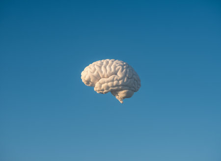 Human brain in the blue sky. Conceptual image of intelligence.の素材