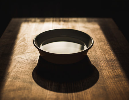 Japanese sake in a bowl on a wooden table. Selective focus.の素材