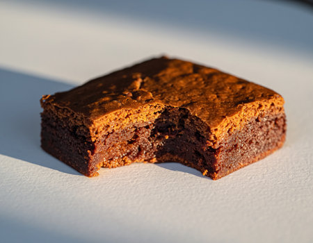 Chocolate cake on a white background. Shallow depth of field.の素材