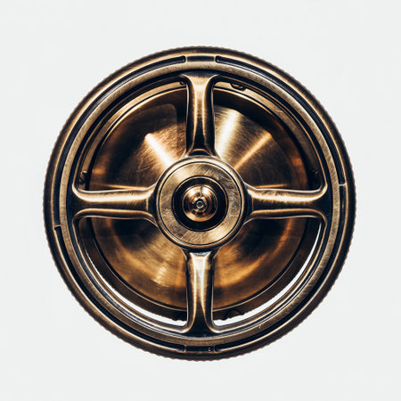 Close-up of a car wheel, isolated on a white backgroundの素材