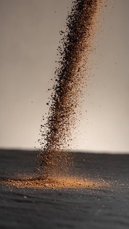 Sand explosion in the desert, closeup of sand flying in the airの素材