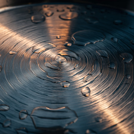 abstract metal background with some smooth lines in it and some water dropsの素材