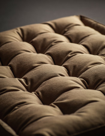 Close up detail of a brown leather upholstered sofa.の素材