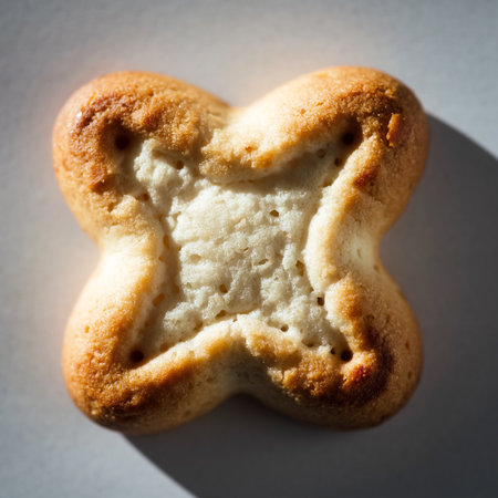 Cracker shaped like a heart on a white background. Toned.の素材