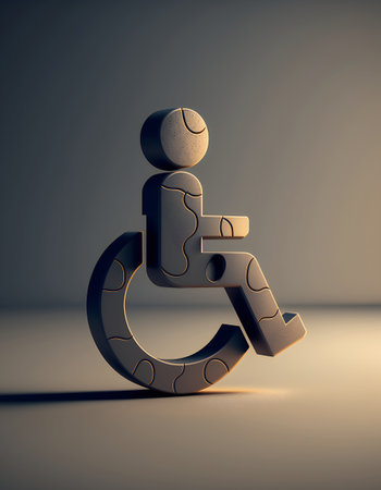 Disabled person icon. 3d illustration. Human in wheelchair symbol.の素材