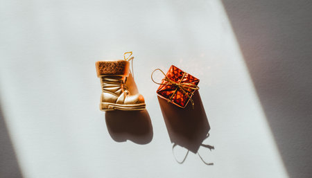 Christmas decoration on a white background. Top view. Flat lay.の素材