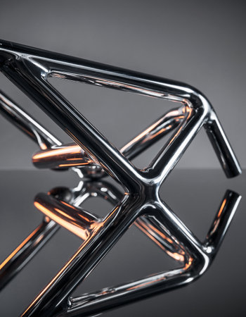 Close up of a metal stand on a dark background. 3d renderingの素材