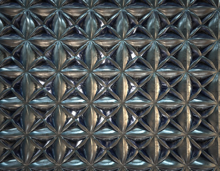 Metal texture with geometric pattern. 3d rendering, 3d illustration.の素材