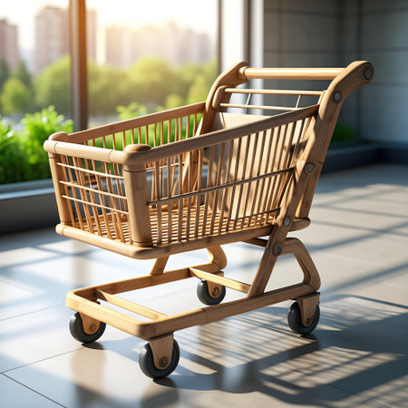Empty shopping cart in a modern interior. 3d rendering mock upの素材
