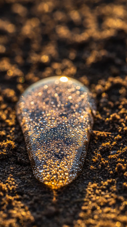 Close-up of a plastic pendant on the ground in the sunの素材