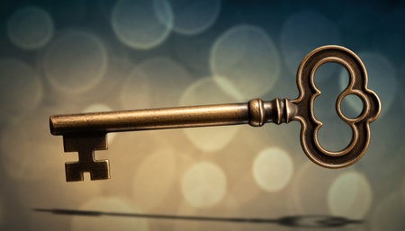 Key to success concept with keyhole and bokeh background.の素材