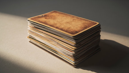 stack of old books on white background, vintage style, selective focusの素材