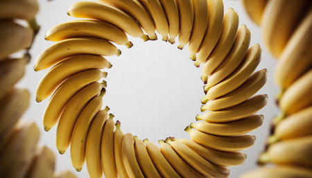 Bunch of bananas on white background with copy space for text.の素材