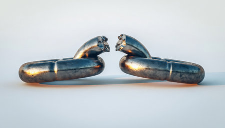 Two old silver rings on a white background. Close-up.の素材