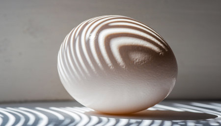 White egg with shadow on a white background. Close-up.の素材