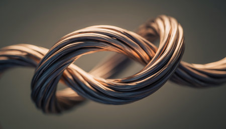Copper wire on a dark background close-up macro photography.の素材