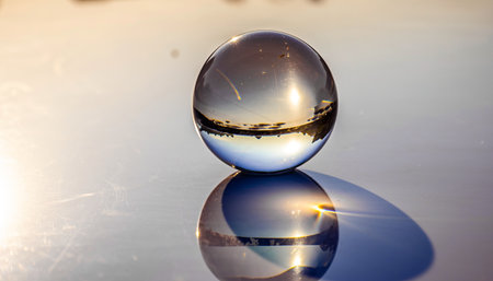 crystal ball on a white background, reflection in water, reflectionの素材