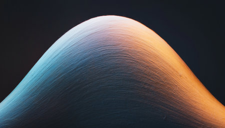 abstract background of blue and orange curved lines on a black backgroundの素材