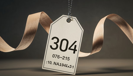 Sale tag with ribbon on dark background. 3D illustration.の素材