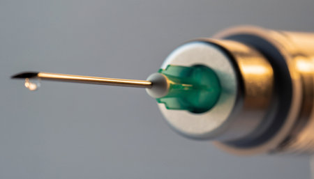 Close-up of the needle of a syringe with a needleの素材