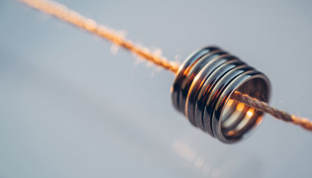 Close-up of a ring with a thread on a white backgroundの素材