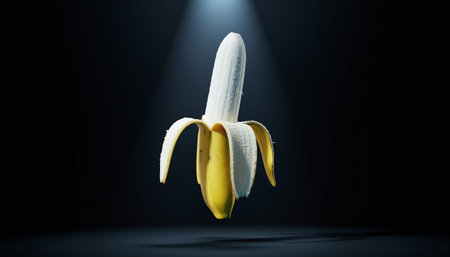 Banana on black background. Creative concept. 3D Renderingの素材