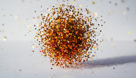 3d render, abstract background, gold and red confetti explosionの素材