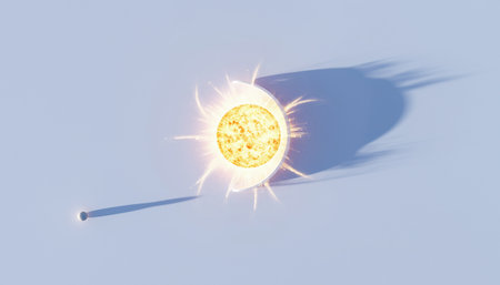 Sun and shadow on a white background. 3d rendering, 3d illustration.の素材