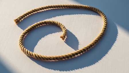 Rope knot on a white background. Close-up shot.の素材
