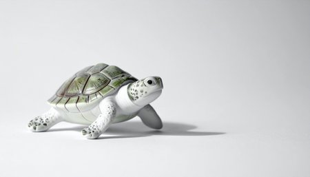 tortoise figurine on white background, 3d illustration.の素材