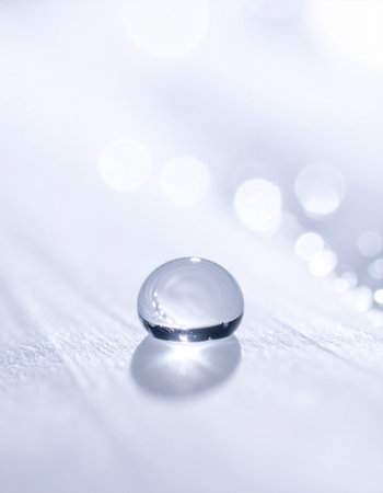Water drop on white background with bokeh defocused lights.の素材