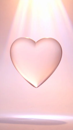 Heart shape on a white background with rays of light and lens flareの素材
