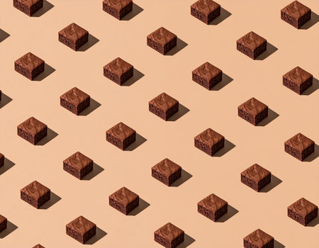 Seamless pattern made of chocolate bars on pastel beige backgroundの素材