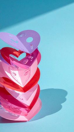 Heart made of paper on a blue background. Valentine's day.の素材