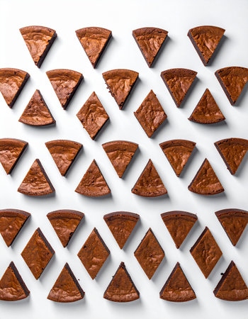 Chocolate tart on white background. Top view. Flat lay.の素材