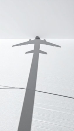 airplane shadow on a white background with a shadow of the planeの素材