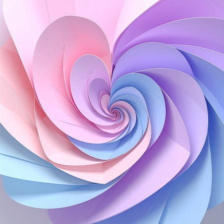abstract background of colored paper curved in the shape of a heartの素材