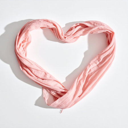 Pink scarf isolated on white background. Female accessory. Flat lay, top viewの素材