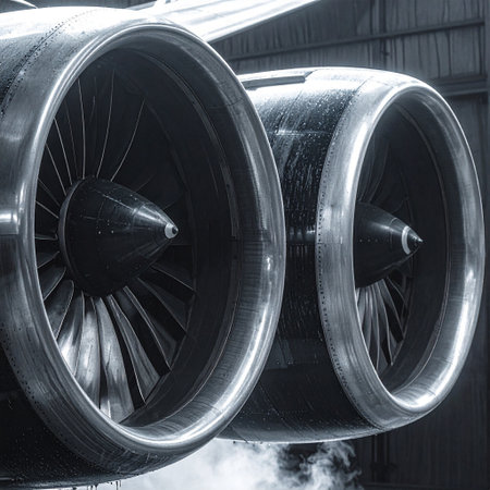Turbine of a jet engine, closeup of photo.の素材