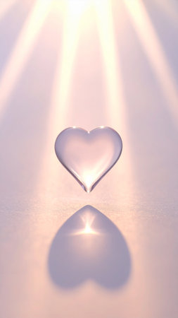 heart on a white background with rays of light and rays of lightの素材